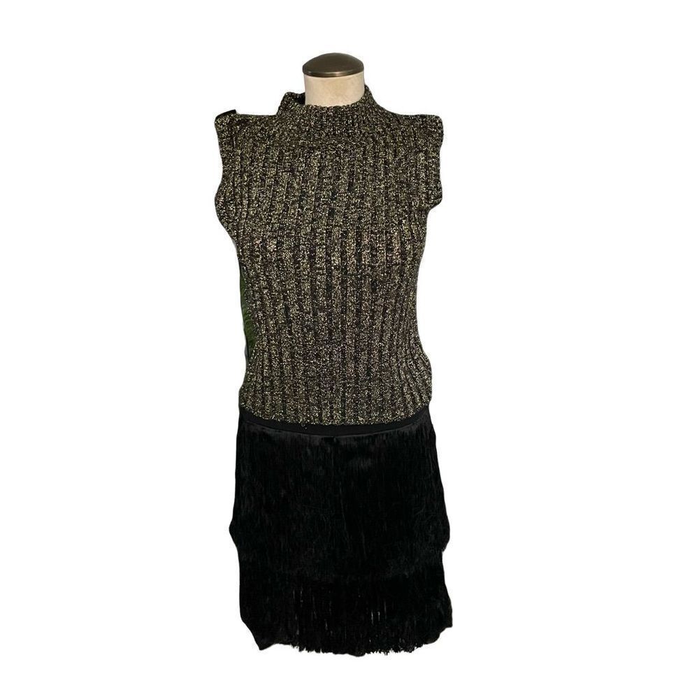 Spoiled girls sleeveless ribbed metallic sweater silk small